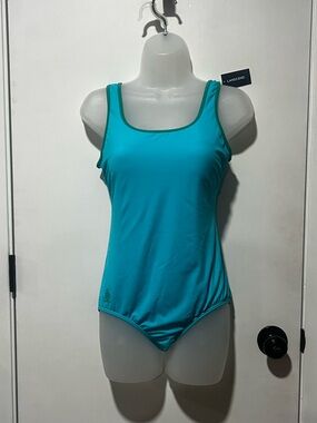 Lands' End Teal Turquoise Scoop One-Piece Swimsuit